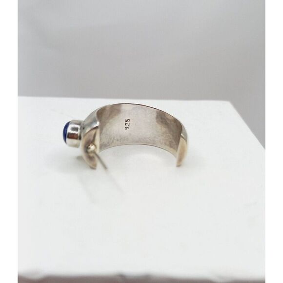 Vintage Sterling Silver Lapis Statement Earrings w Symbols Tribal Southwestern - Picture 10 of 13